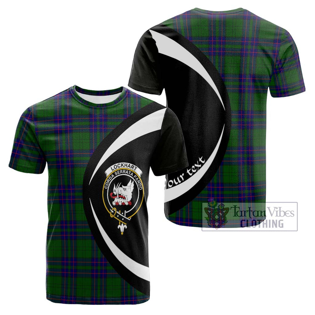 Tartan Vibes Clothing Lockhart Modern Tartan Cotton T-shirt with Family Crest Circle Style