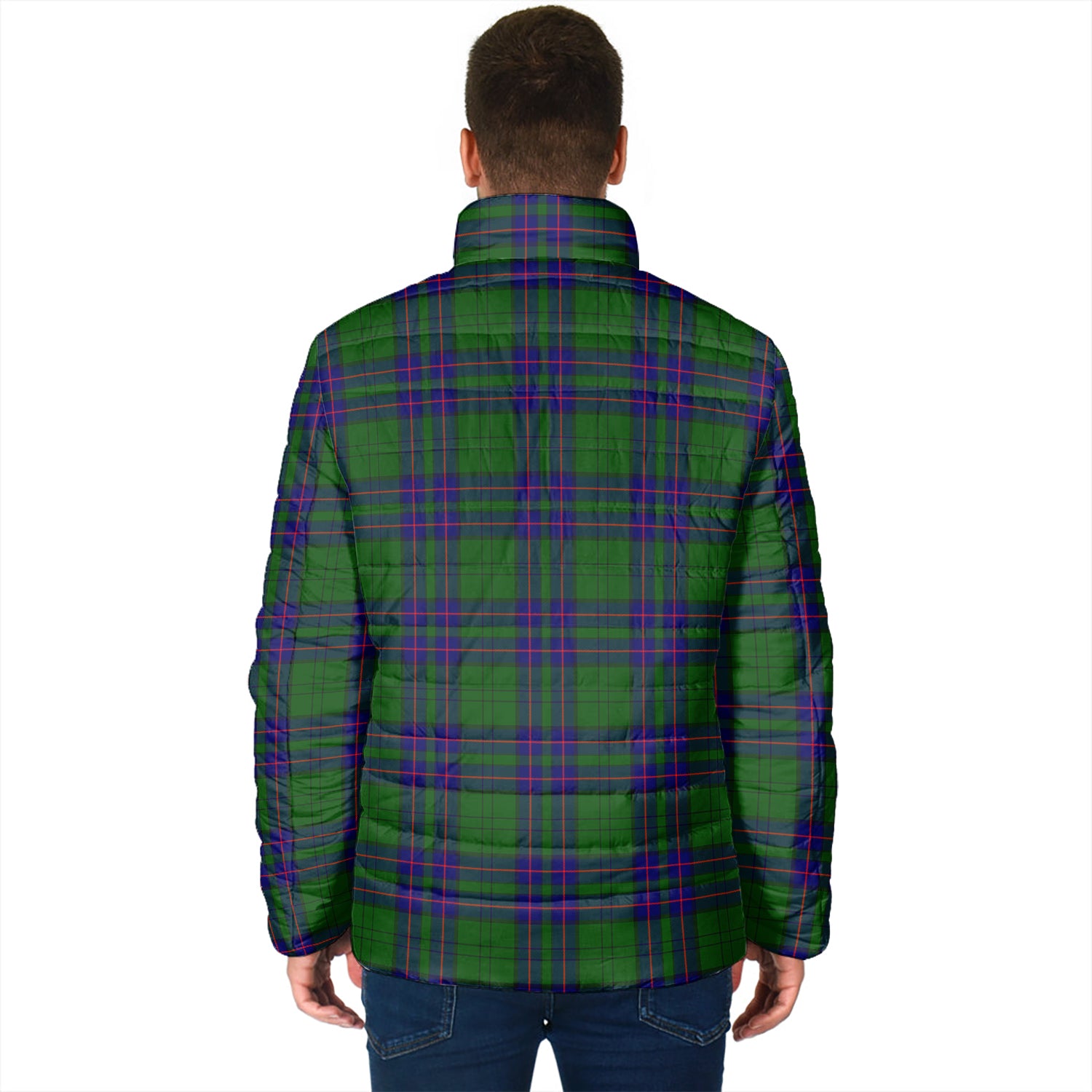 Lockhart Modern Tartan Padded Jacket with Family Crest - Tartan Vibes Clothing