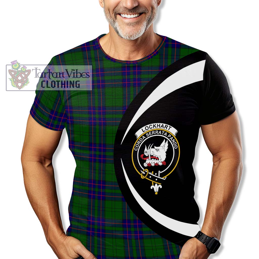 Tartan Vibes Clothing Lockhart Modern Tartan T-Shirt with Family Crest Circle Style