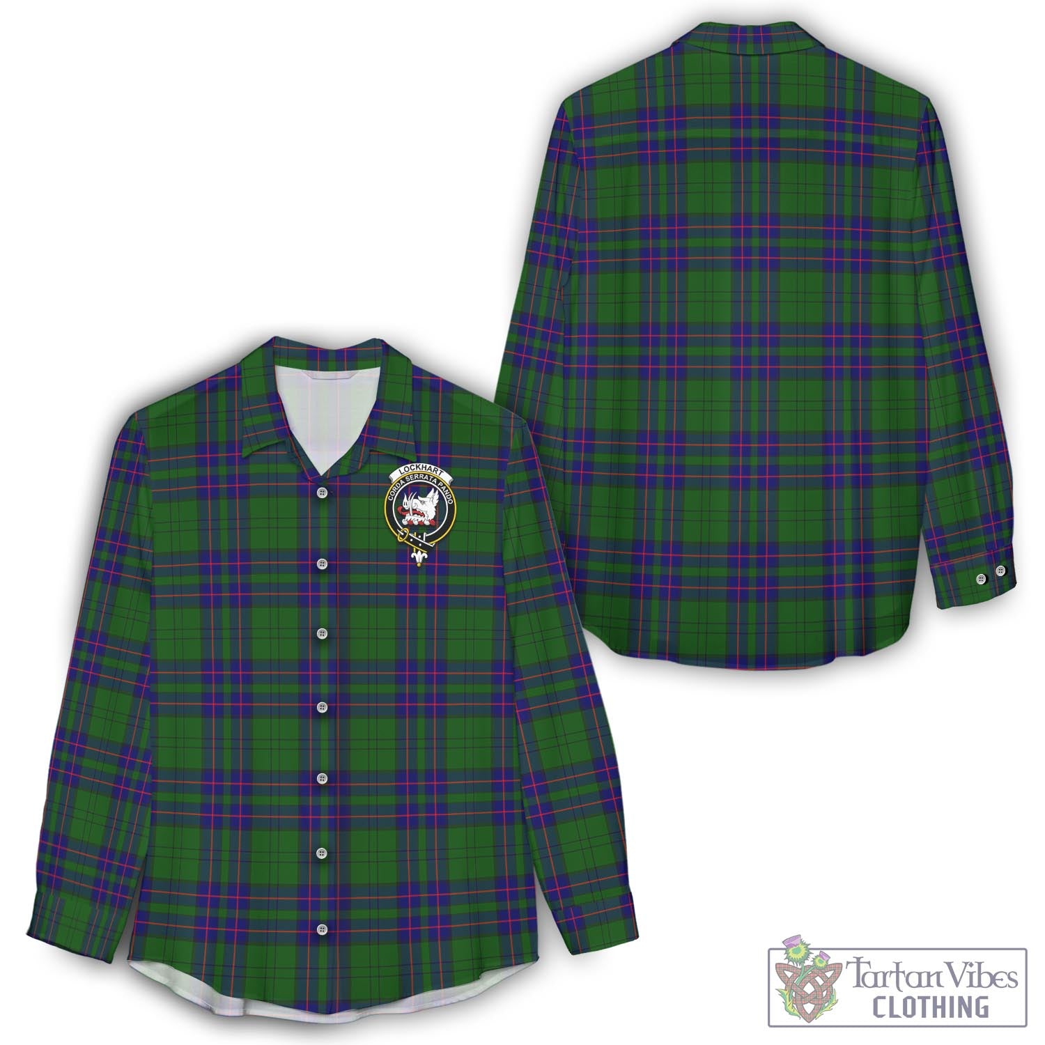 Tartan Vibes Clothing Lockhart Modern Tartan Womens Casual Shirt with Family Crest