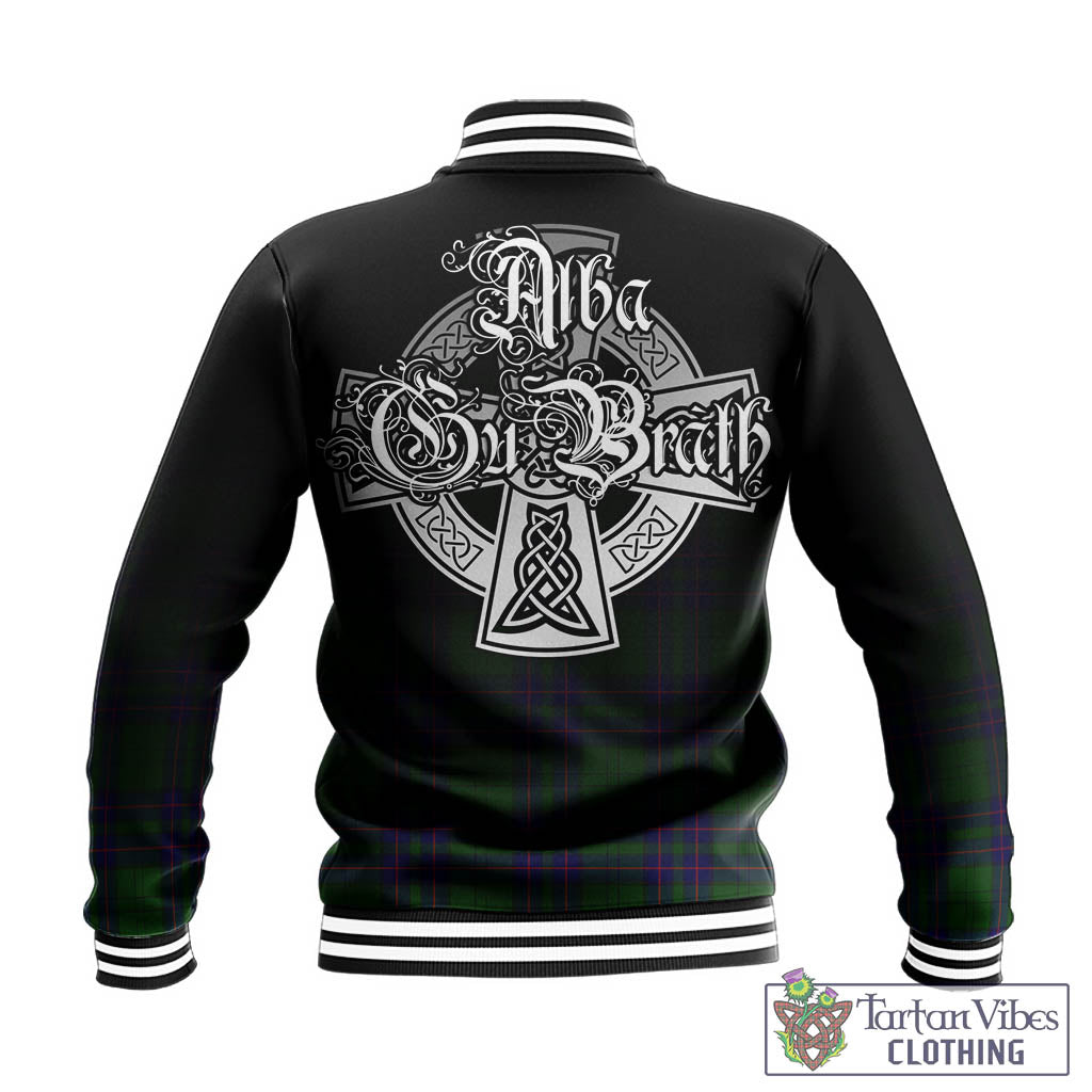 Tartan Vibes Clothing Lockhart Modern Tartan Baseball Jacket Featuring Alba Gu Brath Family Crest Celtic Inspired