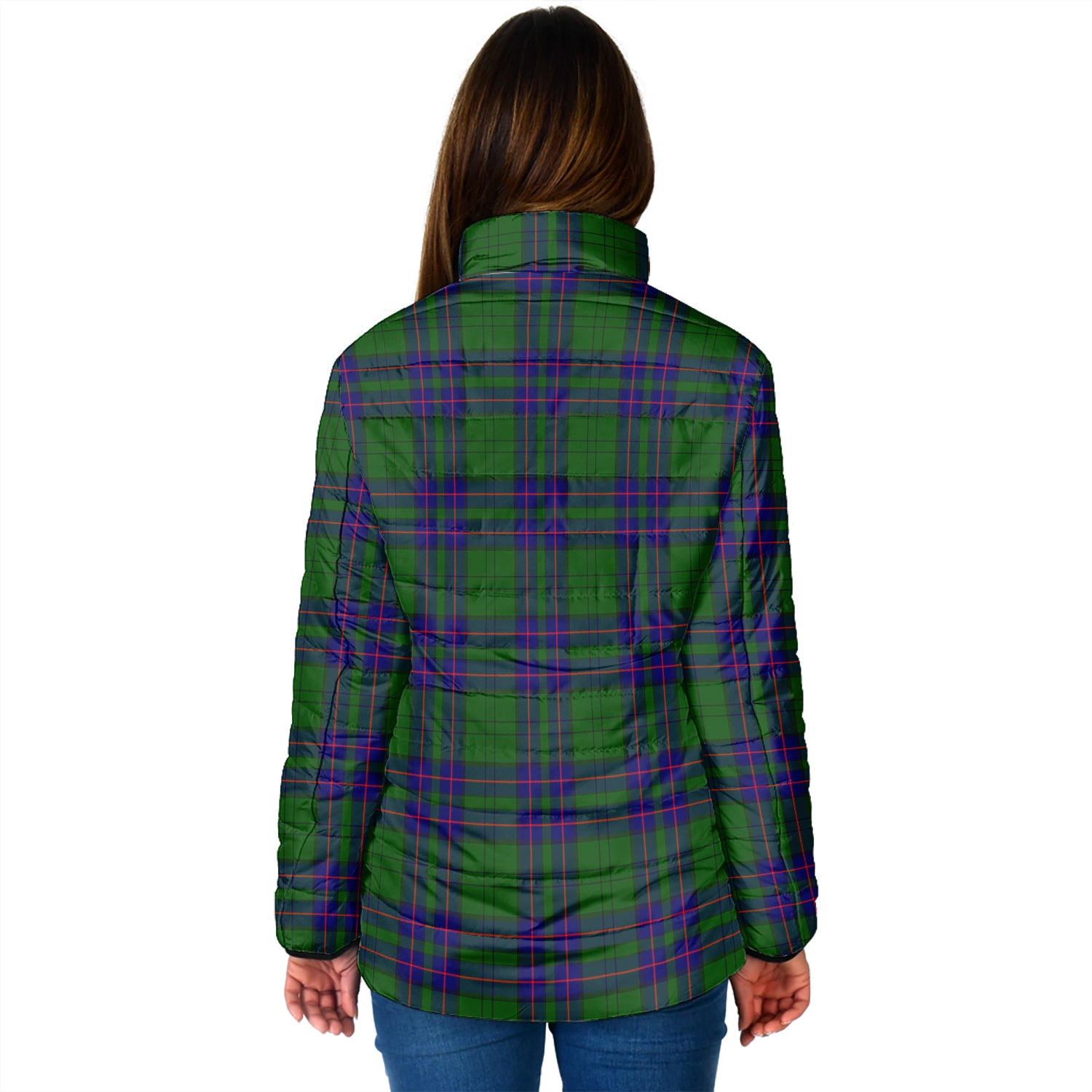 Lockhart Modern Tartan Padded Jacket with Family Crest - Tartan Vibes Clothing