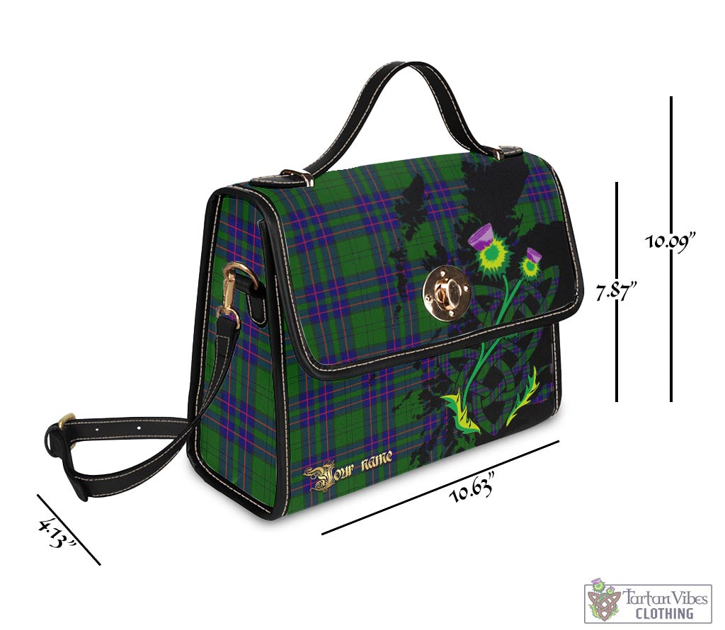 Tartan Vibes Clothing Lockhart Modern Tartan Waterproof Canvas Bag with Scotland Map and Thistle Celtic Accents