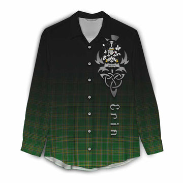 Loftus Irish Clan Women's Casual Shirt with Coat of Arms Erin Go Bragh Celtic Inspired Female - Tartan Vibes Clothing