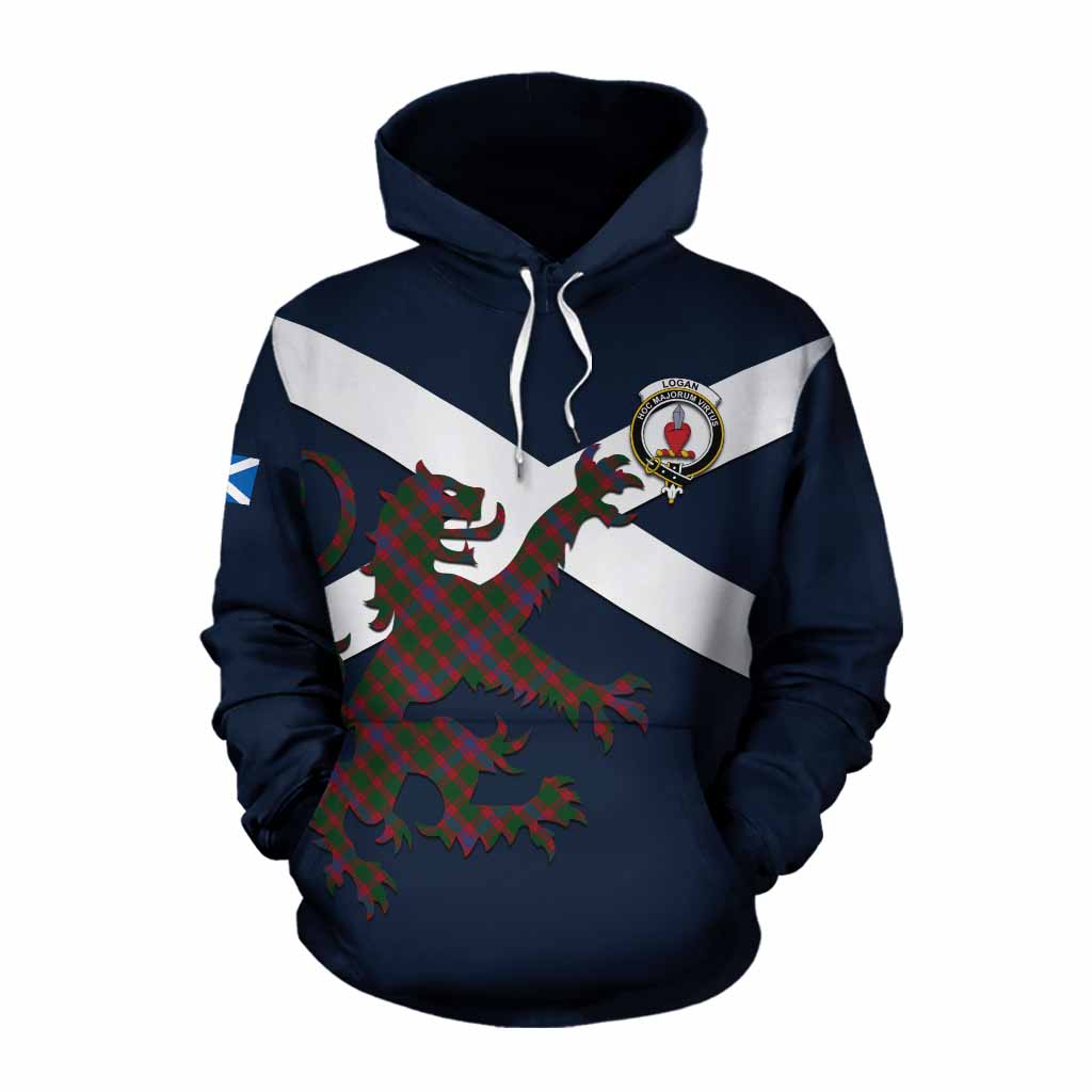 Tartan Vibes Clothing Logan Tartan Lion Rampant Cotton Hoodie Proudly Display Your Heritage with Alba Gu Brath and Clan Name