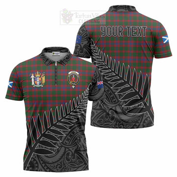 Logan Crest Tartan Zipper Polo Shirt with New Zealand Silver Fern Half Style