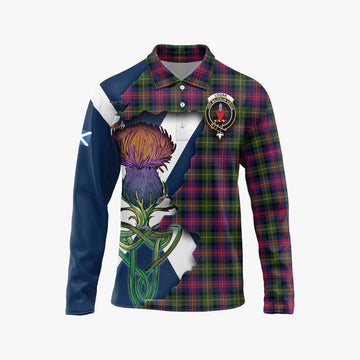 Logan Tartan Family Crest Long Sleeve Polo Shirt Scottish Thistle Celtic Inspired Unisex - Tartan Vibes Clothing