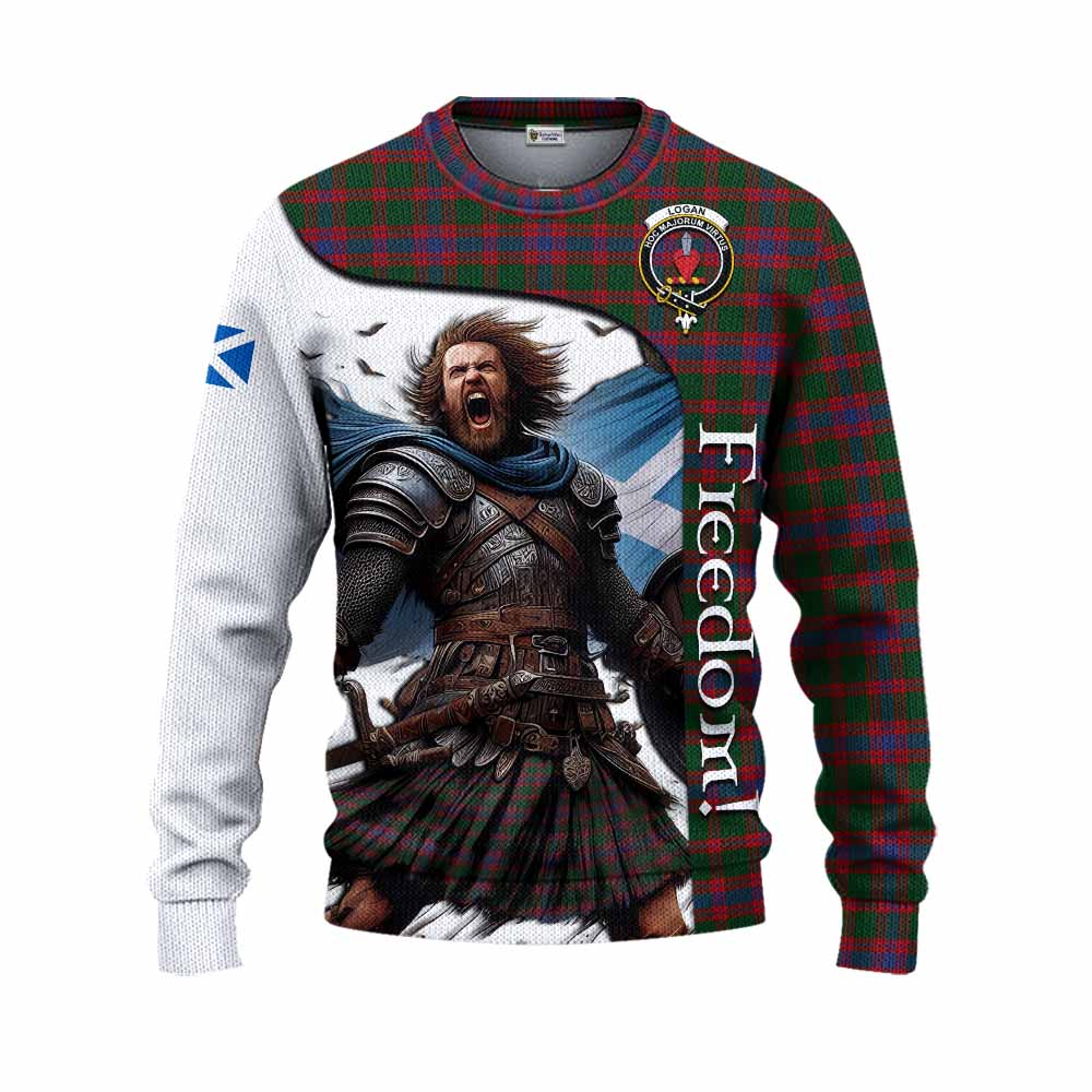 Tartan Vibes Clothing Logan Crest Tartan Knitted Sweater Inspired by the Freedom of Scottish Warrior