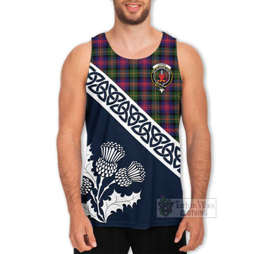 Logan Tartan Men's Tank Top Featuring Thistle and Scotland Map