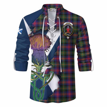 Logan Tartan Family Crest Ghillie Kilt Shirt Scottish Thistle Celtic Inspired Men - Tartan Vibes Clothing