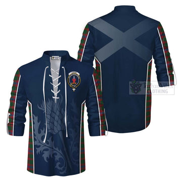 Logan Tartan Ghillie Kilt Shirt with Family Crest and Scottish Thistle Vibes Sport Style Men - Tartan Vibes Clothing