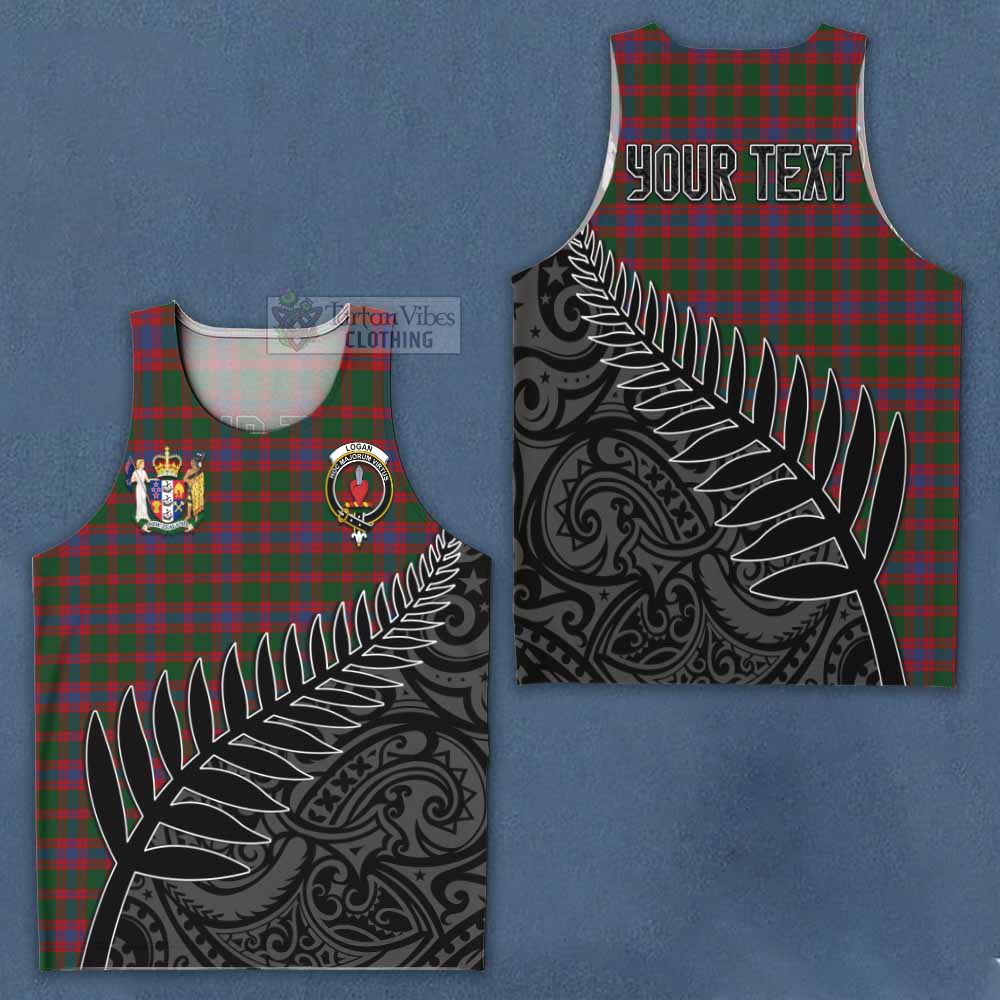 Tartan Vibes Clothing Logan Crest Tartan Men's Tank Top with New Zealand Silver Fern Half Style