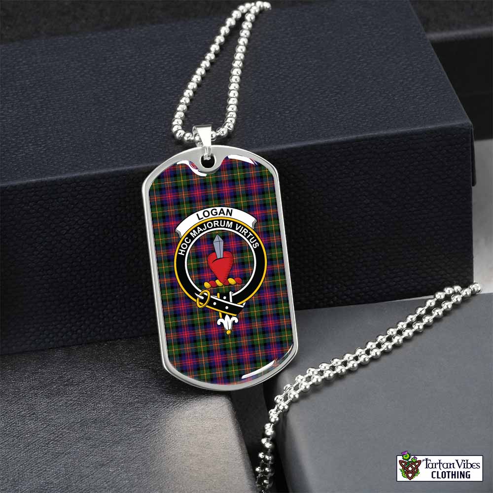 Tartan Vibes Clothing Logan Tartan Dog Tag Necklace with Family Crest