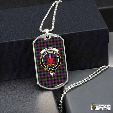 Logan Tartan Dog Tag Necklace with Family Crest