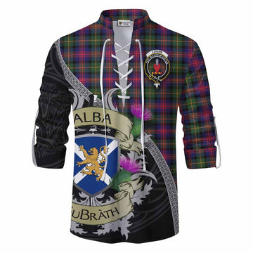Logan Tartan Family Crest Ghillie Kilt Shirt Lion Rampant Royal Thistle Shield Celtic Inspired Men - Tartan Vibes Clothing