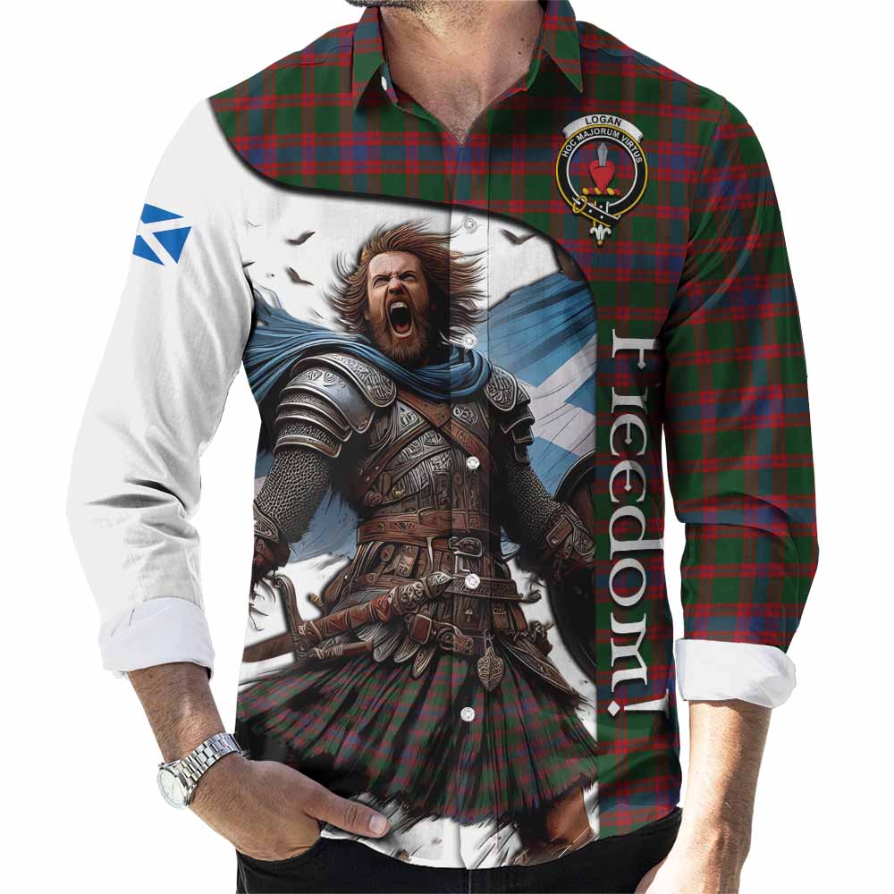 Tartan Vibes Clothing Logan Crest Tartan Long Sleeve Button Shirt Inspired by the Freedom of Scottish Warrior