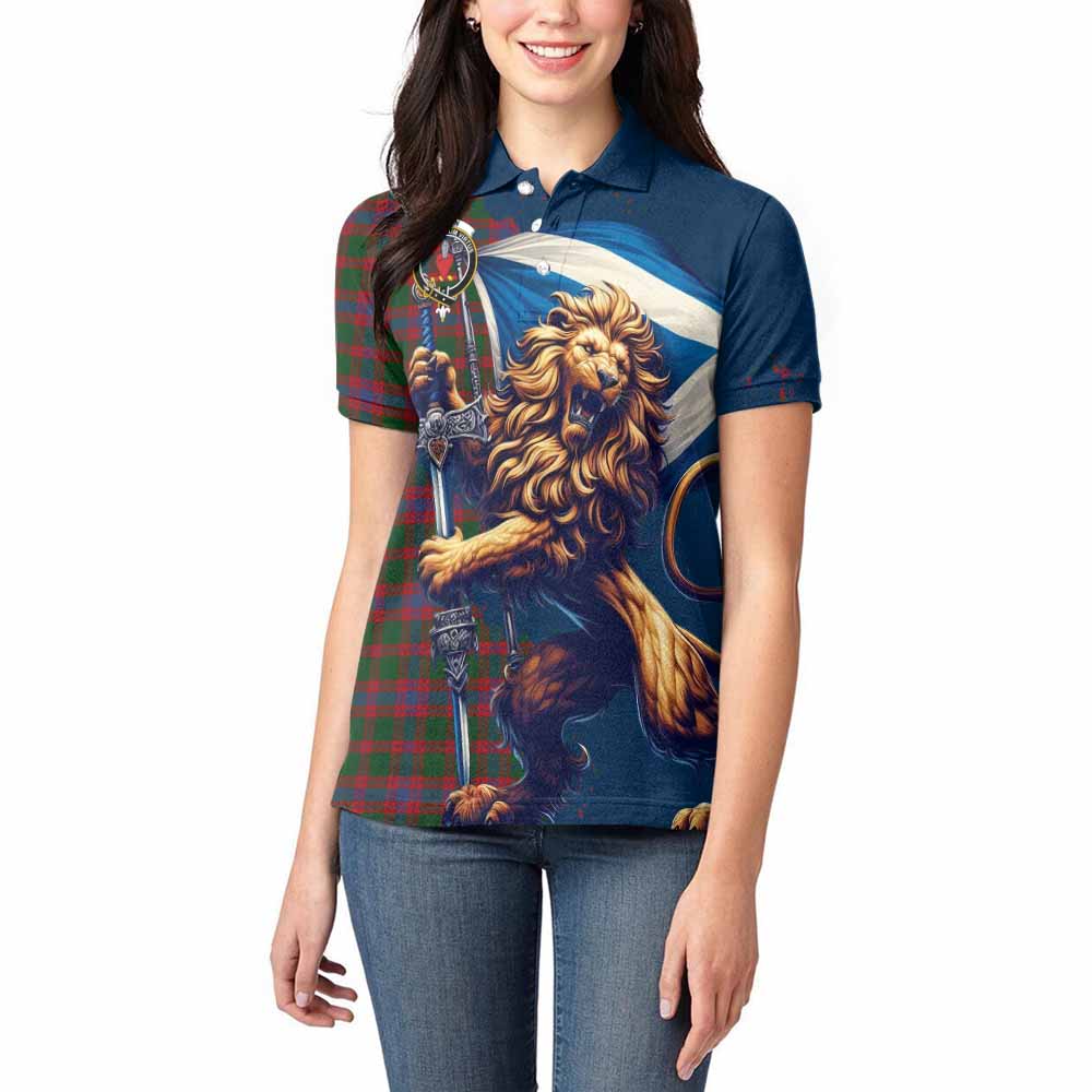 Tartan Vibes Clothing Logan Tartan Family Crest Women's Polo Shirt with Scottish Majestic Lion