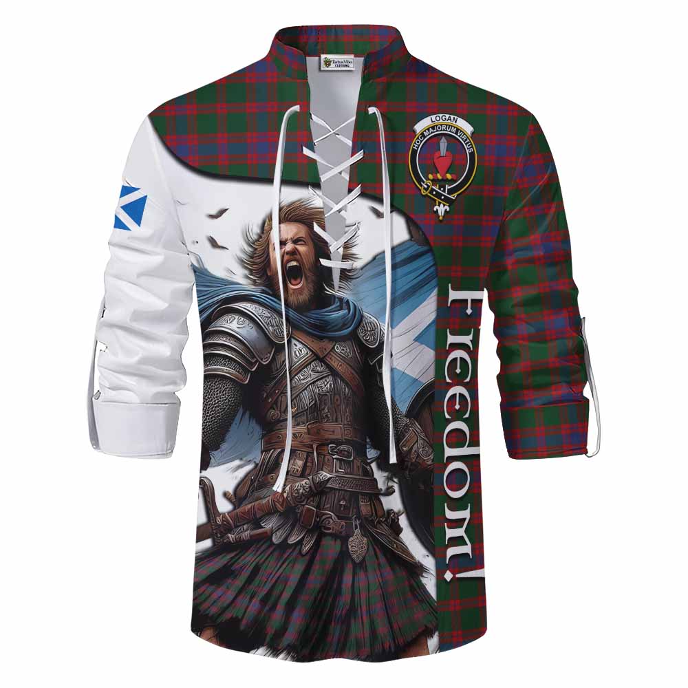 Tartan Vibes Clothing Logan Crest Tartan Ghillie Kilt Shirt Inspired by the Freedom of Scottish Warrior