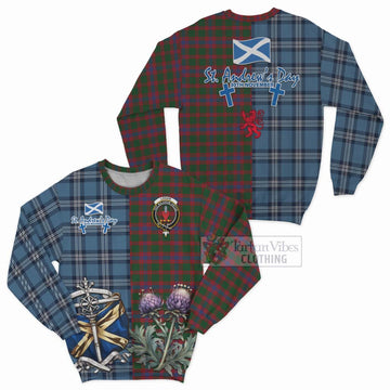 Logan Tartan Sweatshirt Happy St. Andrew's Day Half Tartan Style