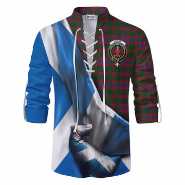 Logan Tartan Ghillie Kilt Shirt with Family Crest Scotland Patriotic Style