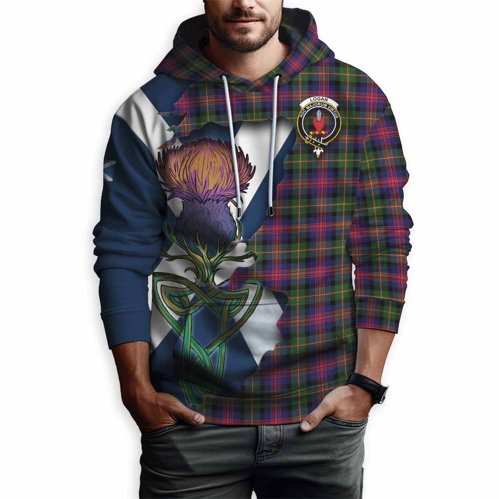 Logan Tartan Family Crest Hoodie Scottish Thistle Celtic Inspired Pullover Hoodie - Tartan Vibes Clothing