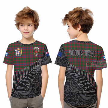 Logan Crest Tartan Kid T-Shirt with New Zealand Silver Fern Half Style