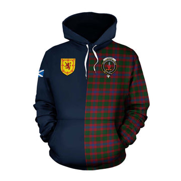 Logan Tartan Cotton Hoodie Alba with Scottish Lion Royal Arm Half Style