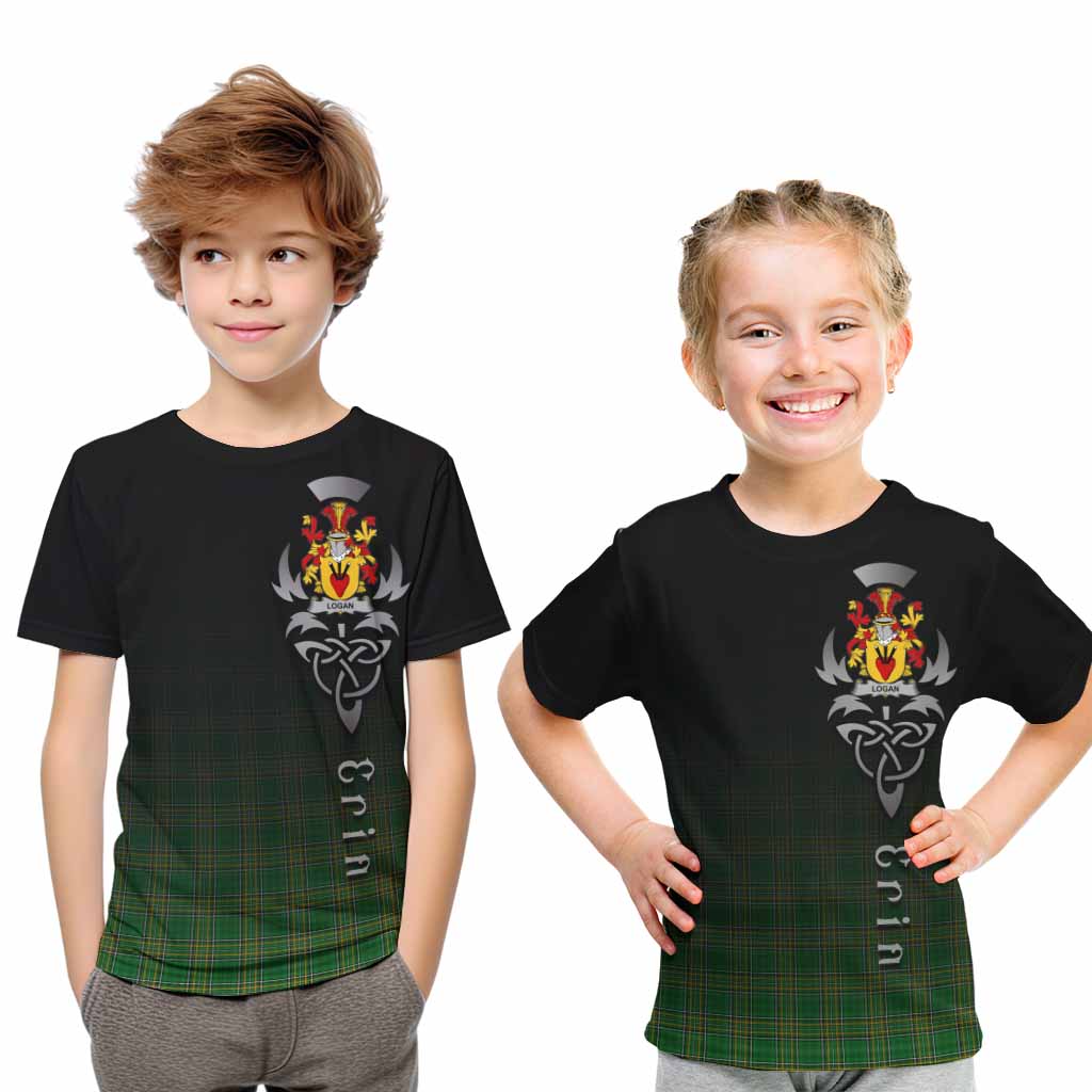 Logan Irish Clan Kid T-Shirt with Coat of Arms Erin Go Bragh Celtic Inspired Youth XL Size14 - Tartan Vibes Clothing