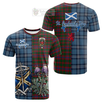 Logan Tartan Cotton T-shirt Happy St. Andrew's Day Half Tartan Style