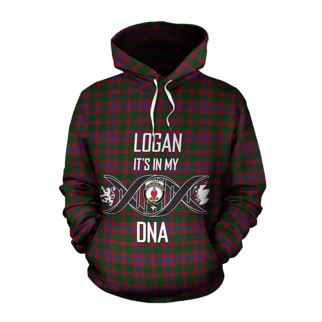 Tartan Vibes Clothing Logan Tartan Cotton Hoodie with Family Crest DNA In Me Style