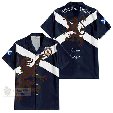 Logan Tartan Lion Rampant Short Sleeve Button Shirt  Proudly Display Your Heritage with Alba Gu Brath and Clan Name