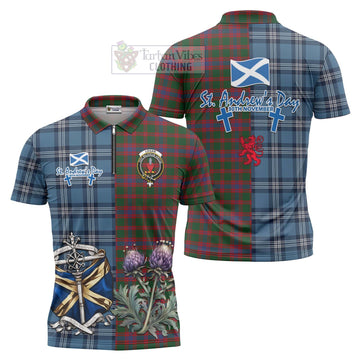 Logan Tartan Zipper Polo Shirt Happy St. Andrew's Day Half Tartan Style