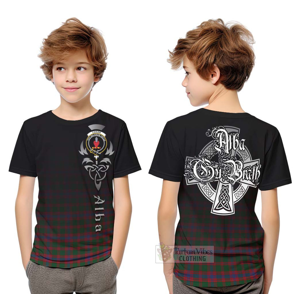 Tartan Vibes Clothing Logan Tartan Kid T-Shirt Featuring Alba Gu Brath Family Crest Celtic Inspired