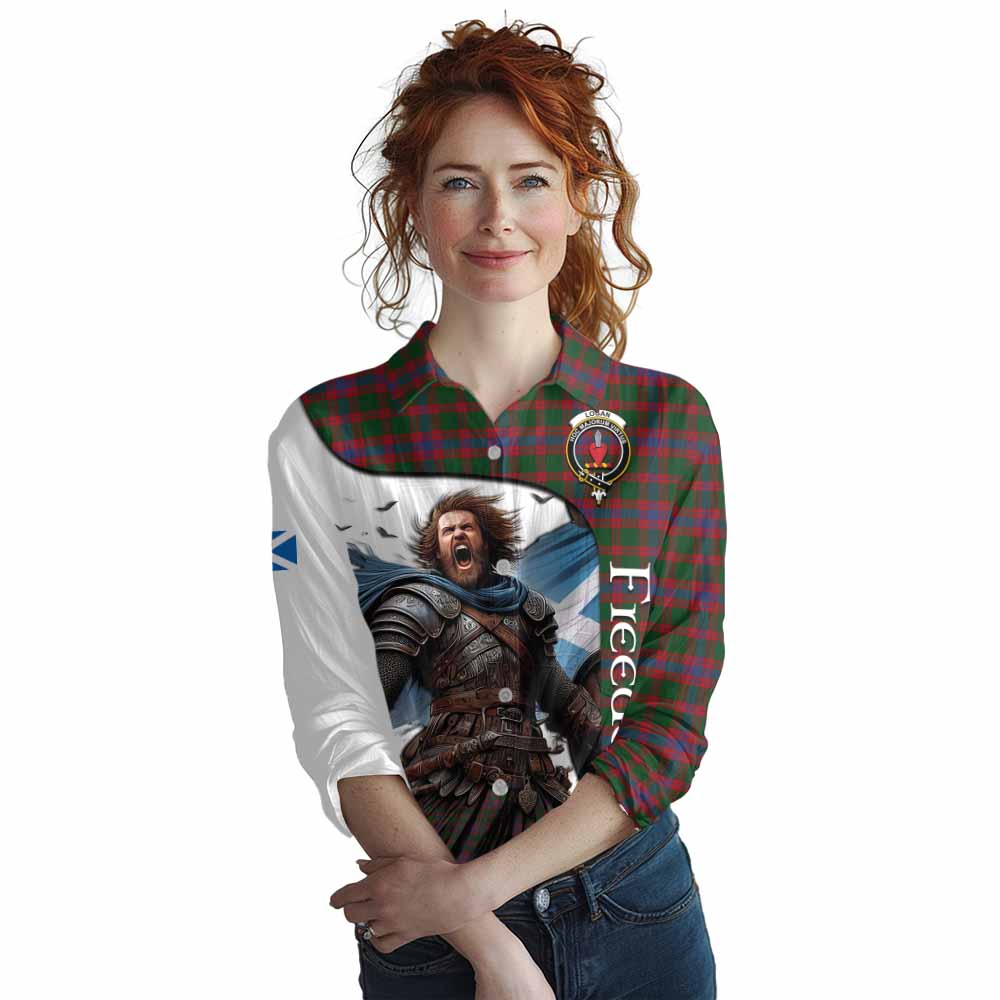 Tartan Vibes Clothing Logan Crest Tartan Women's Casual Shirt Inspired by the Freedom of Scottish Warrior