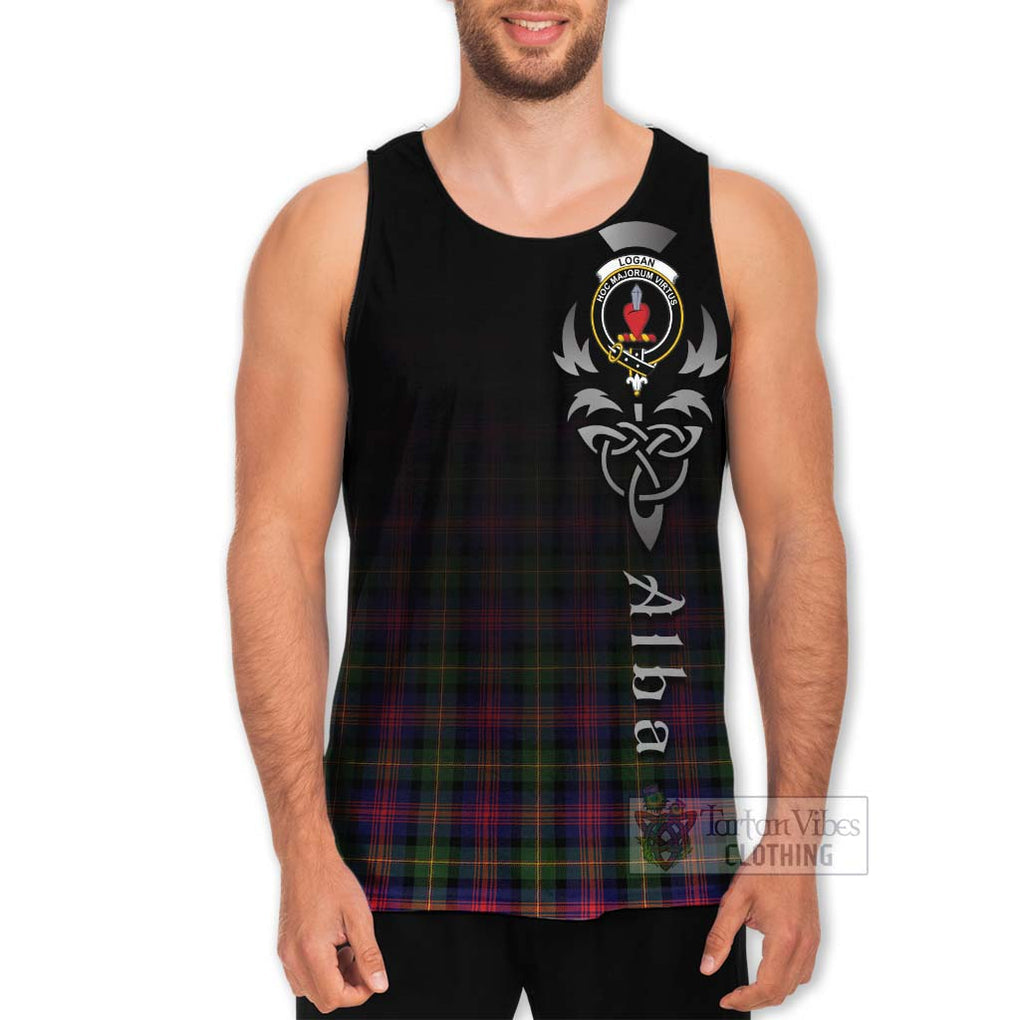 Tartan Vibes Clothing Logan Tartan Men's Tank Top Featuring Alba Gu Brath Family Crest Celtic Inspired