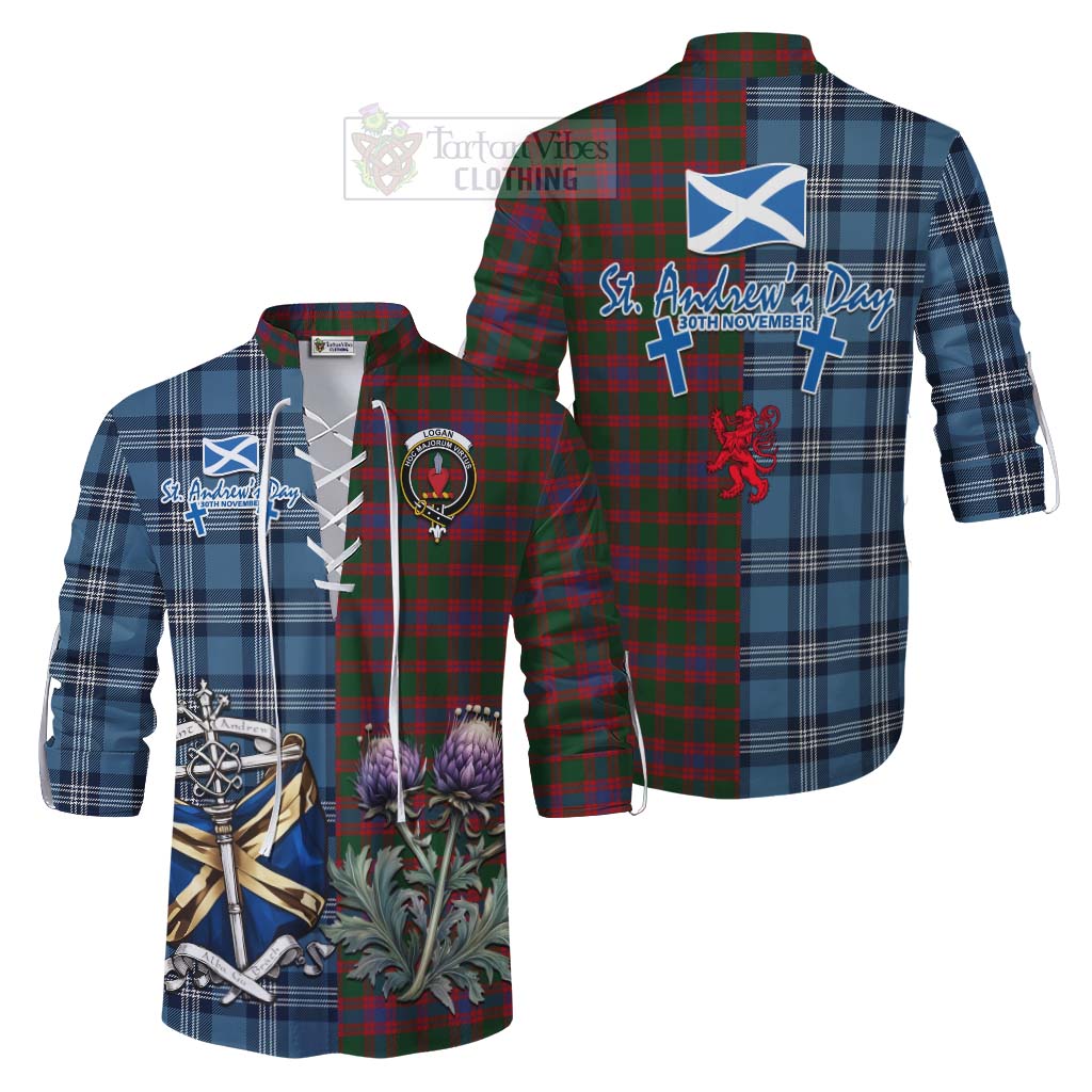 Tartan Vibes Clothing Logan Tartan Ghillie Kilt Shirt Happy St. Andrew's Day Half Tartan Style