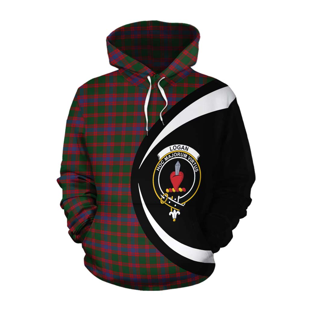 Tartan Vibes Clothing Logan Tartan Cotton Hoodie with Family Crest Circle Style