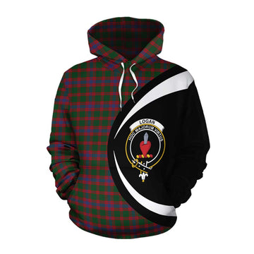 Logan Tartan Cotton Hoodie with Family Crest Circle Style