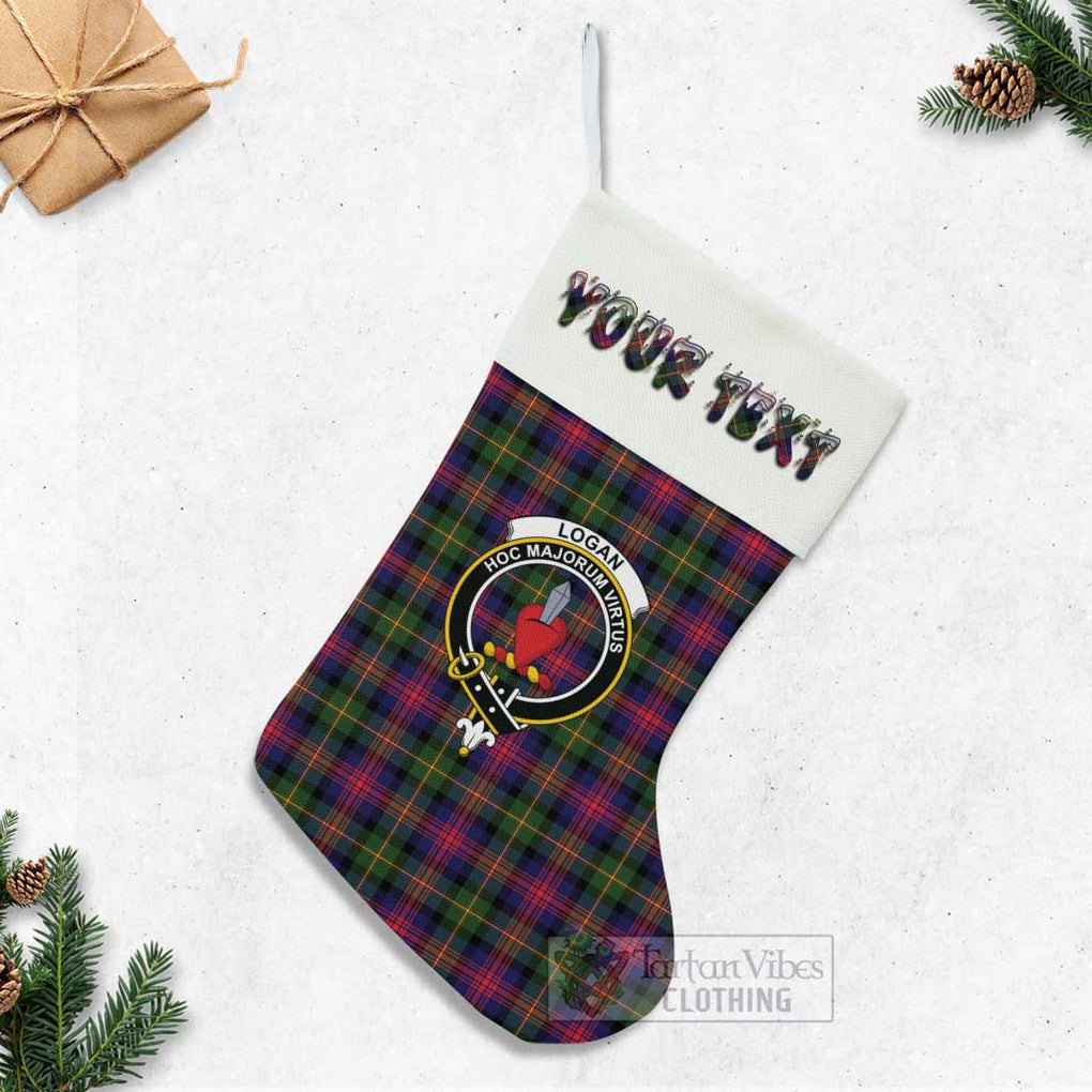 Tartan Vibes Clothing Logan Tartan Family Crest Christmas Stocking with Personalized Text