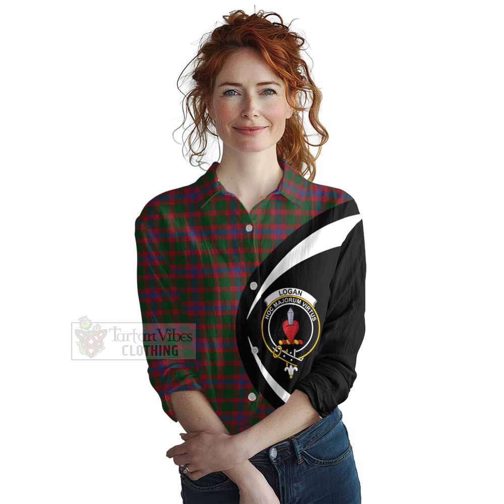 Tartan Vibes Clothing Logan Tartan Women's Casual Shirt with Family Crest Circle Style