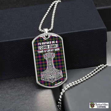 Logan Tartan Dog Tag Necklace Viking Mjolnir Style