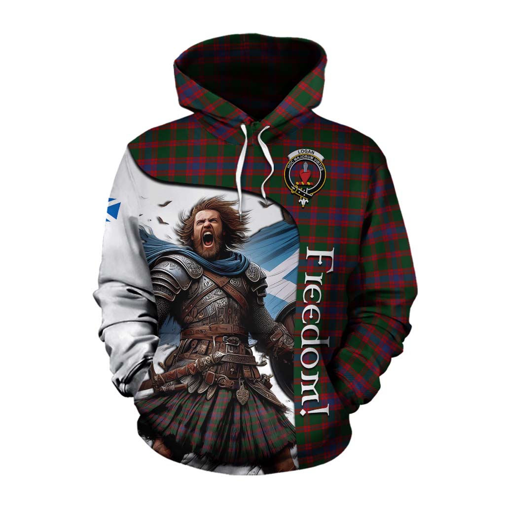 Tartan Vibes Clothing Logan Crest Tartan Cotton Hoodie Inspired by the Freedom of Scottish Warrior