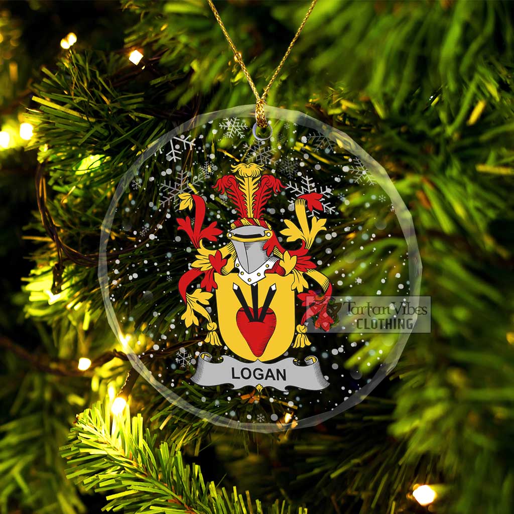 Tartan Vibes Clothing Logan Irish Clan Christmas Glass Ornament with Coat of Arms