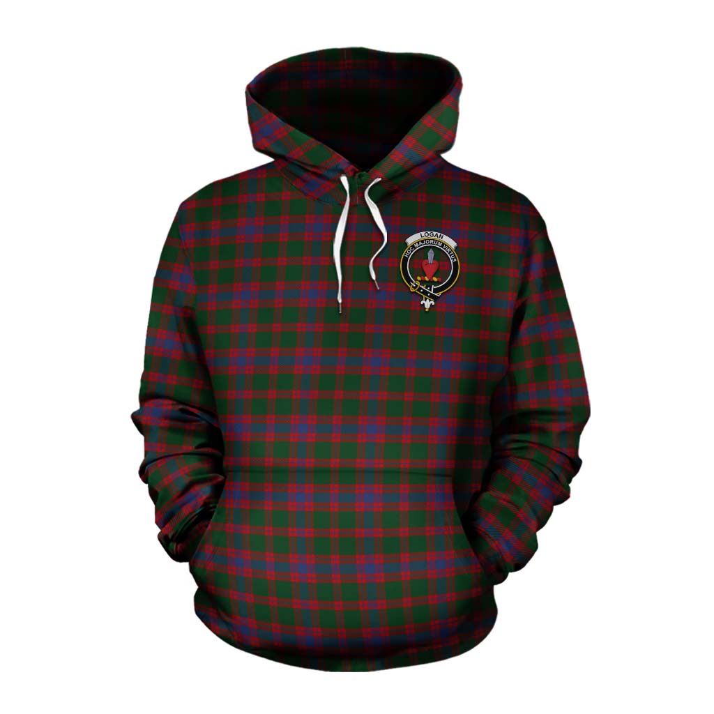 Tartan Vibes Clothing Logan Tartan Cotton Hoodie with Family Crest Celtic Skull Style