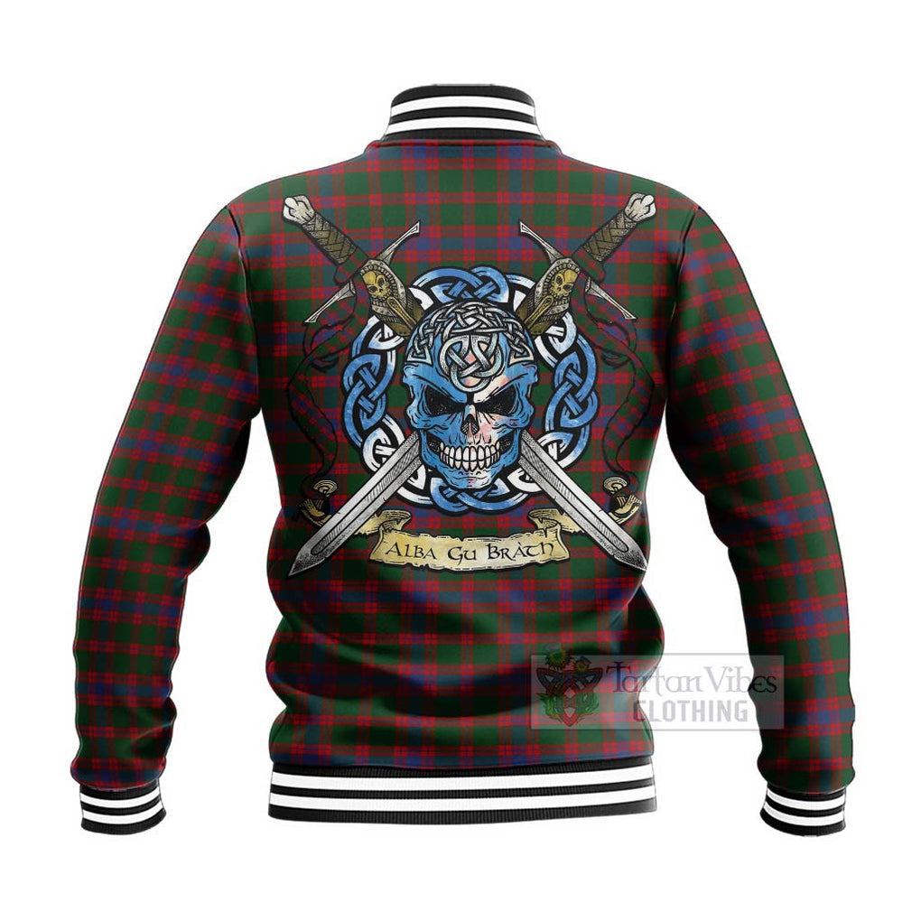 Tartan Vibes Clothing Logan Tartan Baseball Jacket with Family Crest Celtic Skull Style