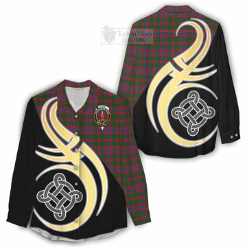 Logan Tartan Women's Casual Shirt with Family Crest and Celtic Symbol Style