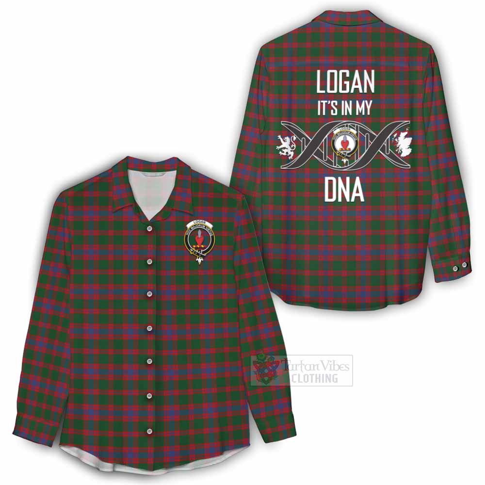 Tartan Vibes Clothing Logan Tartan Women's Casual Shirt with Family Crest DNA In Me Style