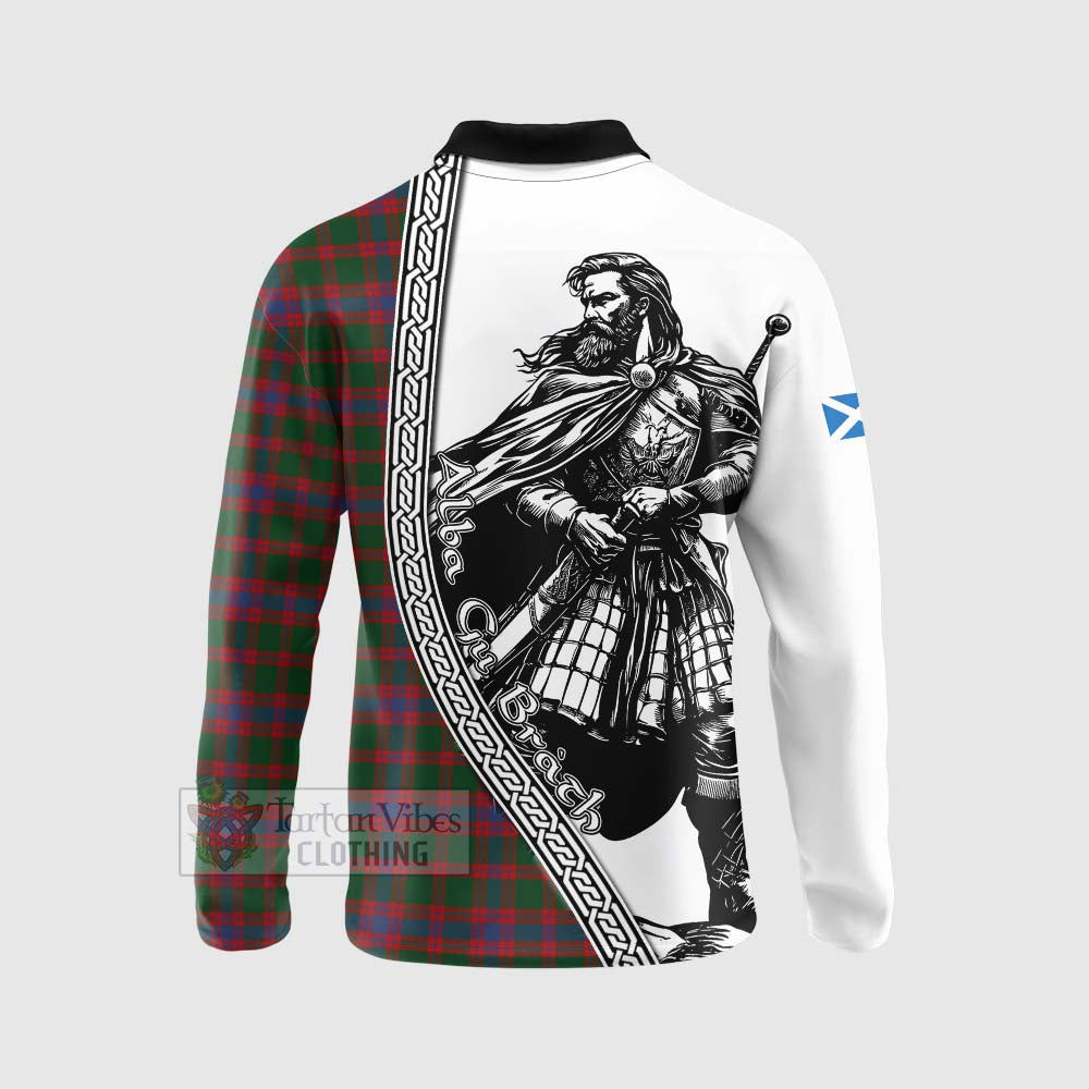 Tartan Vibes Clothing Logan Tartan Clan Crest Long Sleeve Polo Shirt with Highlander Warrior Celtic Style