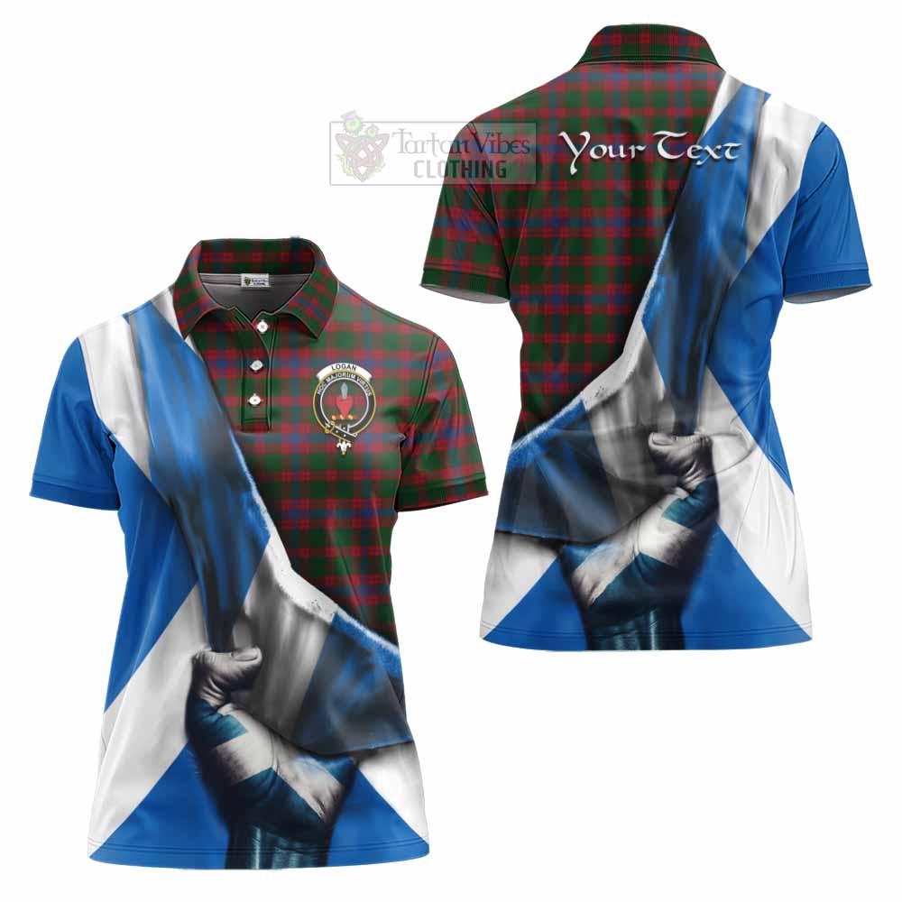 Tartan Vibes Clothing Logan Tartan Women's Polo Shirt with Family Crest Scotland Patriotic Style