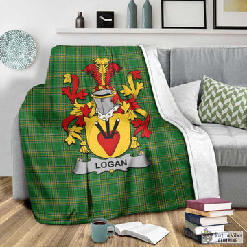 Logan Irish Clan Tartan Blanket with Coat of Arms